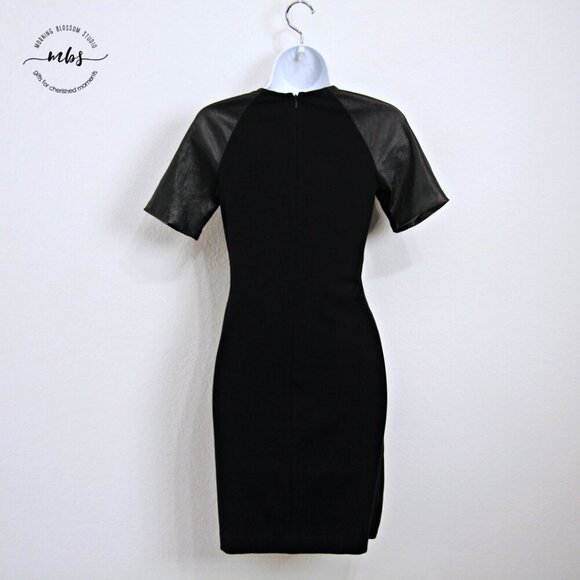 Theory Serto Lambskin Leather Textile Sheath Mini‎ Dress Black Women 6 - Picture 4 of 10